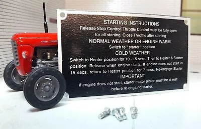 £15.19 • Buy Massey Ferguson MF35 35 Tractor Starting Instructions Plate & Rivets 1964>